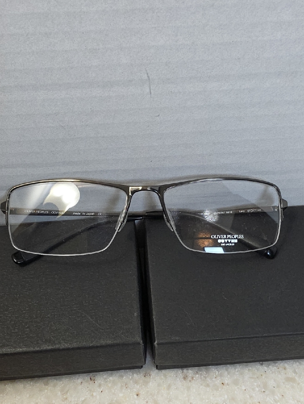 Oliver Peoples Men's Silver Metal Rectangular Glasses